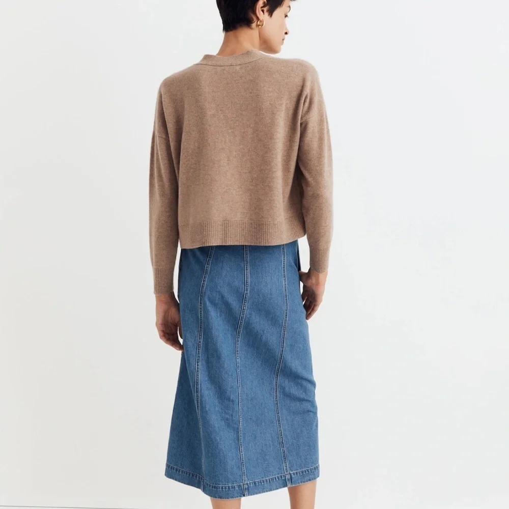 Madewell  cashmere Tan Cardigan with pockets. - Picture 3 of 5